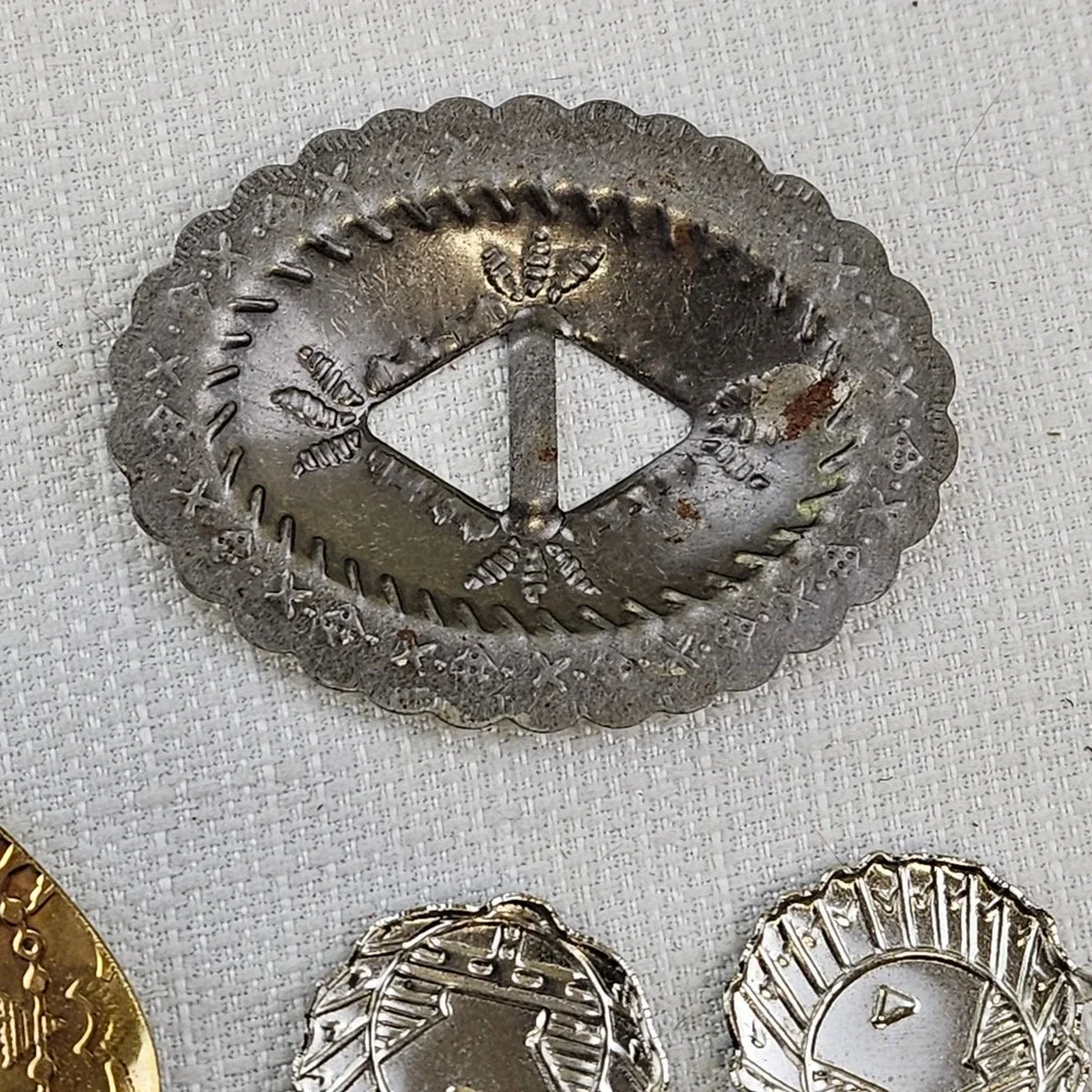 Vintage Western Native American Concho Button Lot Mixed‎ Metal Heart Findings